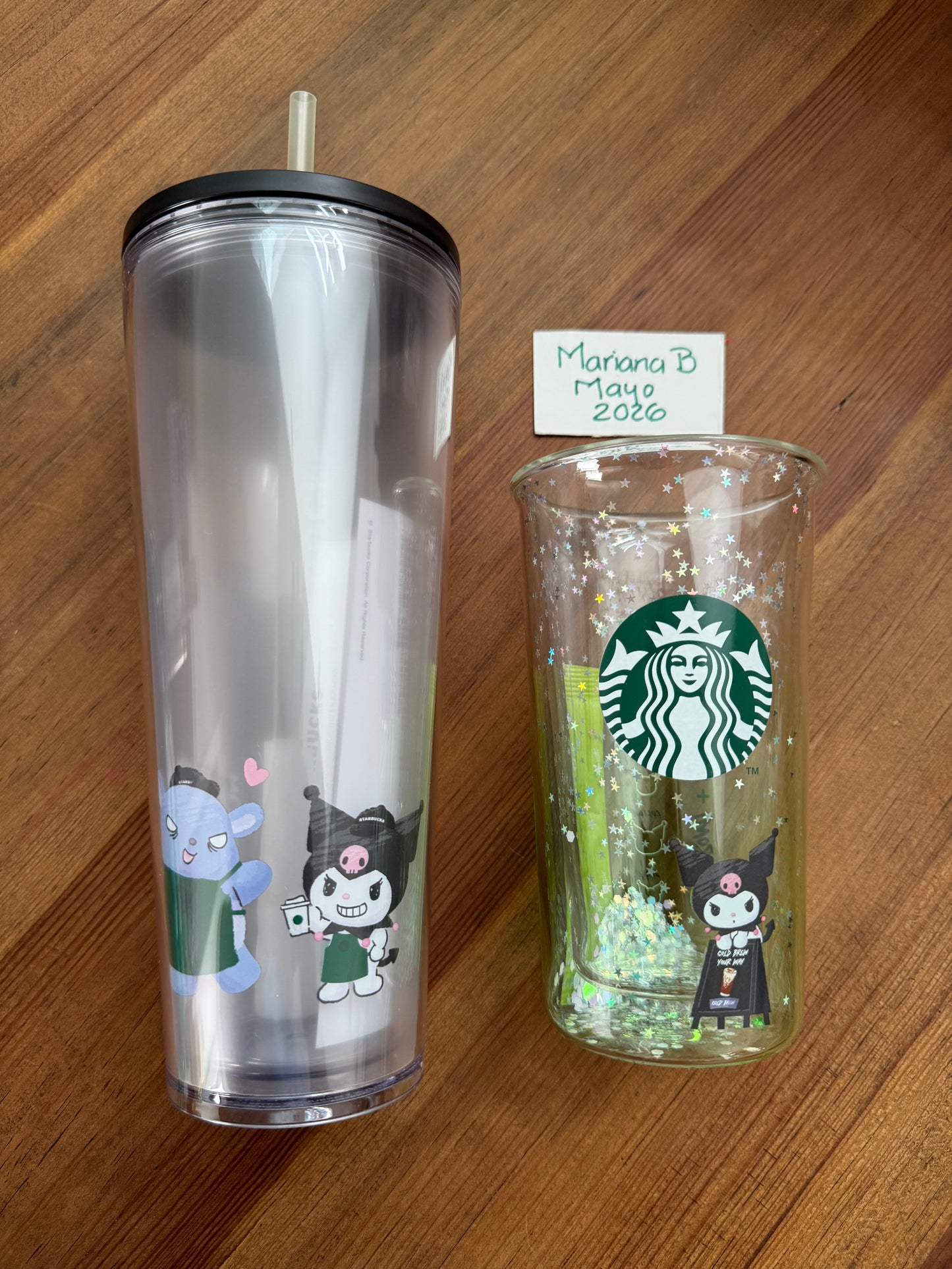 2025 KUROMI X STARBUCKS HONG KONG VASO VIDRIO CONFETTI