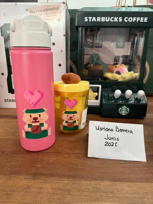 2025 Starbucks Bearista Game botella agua rosa 20 oz