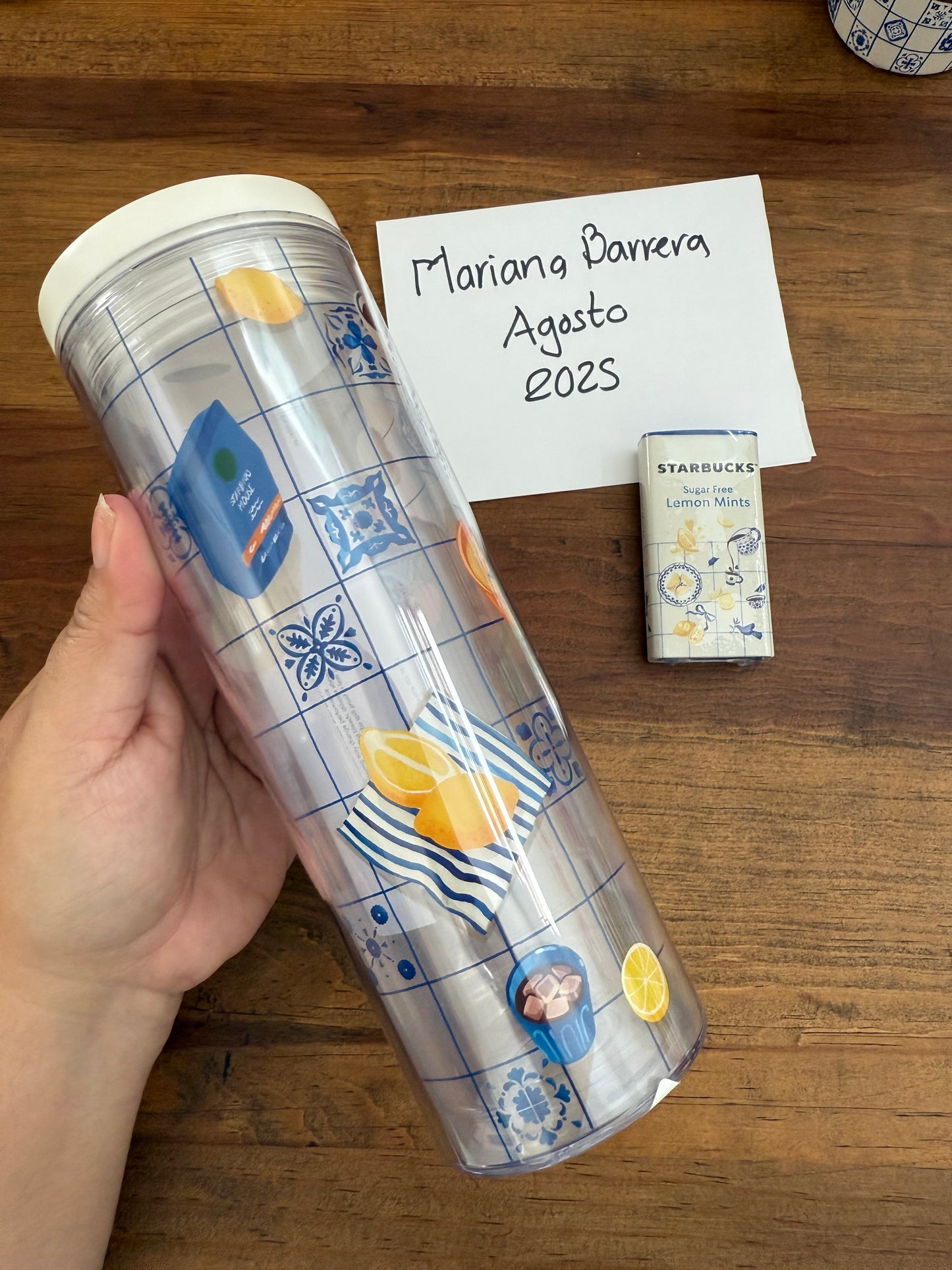 2025 Starbucks Korea Vaso tubo Verano Mediterraneo 16 oz