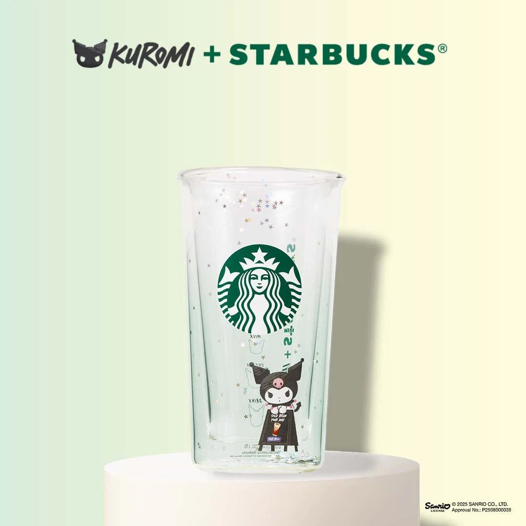 2025 KUROMI X STARBUCKS HONG KONG VASO VIDRIO CONFETTI